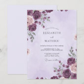 Invitation Mariage au Ranunculus Eucalyptus Prune Profond (Devant / Derrière)