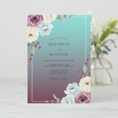 Invitation Mariage au Ranunculus Eucalyptus prune sarcelle (Debout devant)