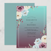 Invitation Mariage au Ranunculus Eucalyptus prune sarcelle (Devant / Derrière)