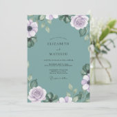 Invitation Mariage au Ranunculus Eucalyptus Sarcelle Atténué (Debout devant)