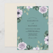 Invitation Mariage au Ranunculus Eucalyptus Sarcelle Atténué (Devant / Derrière)