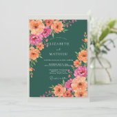 Invitation Mariage au Ranunculus Eucalyptus Sarcelle Foncé (Debout devant)
