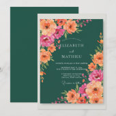 Invitation Mariage au Ranunculus Eucalyptus Sarcelle Foncé (Devant / Derrière)
