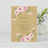 Invitation Mariage au Ranunculus Eucalyptus Teinte Moutarde (Debout devant)
