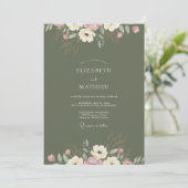 Invitation Mariage au Ranunculus Eucalyptus Teinte Olive (Debout devant)