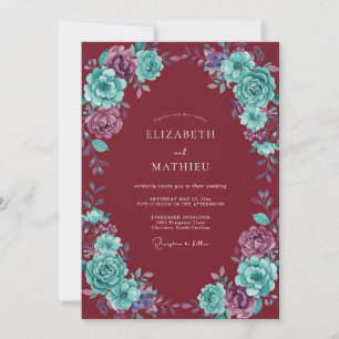 Invitation Mariage au Ranunculus Eucalyptus Turquoise et Bord