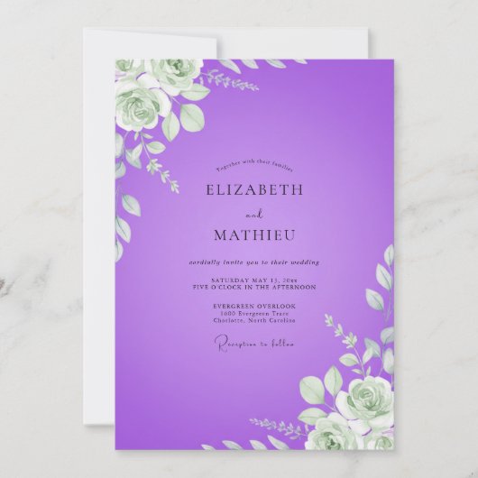 Invitation Mariage au Ranunculus Eucalyptus Violet (Devant)