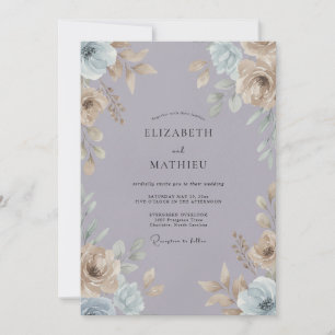 Invitation Mariage au Ranunculus Eucalyptus Violet Ardoise