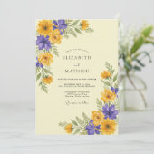 Invitation Mariage au Ranunculus Eucalyptus Violet Doré (Debout devant)