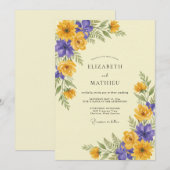 Invitation Mariage au Ranunculus Eucalyptus Violet Doré (Devant / Derrière)