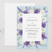 Invitation Mariage au Ranunculus Eucalyptus Violet Periwinkle (Devant / Derrière)