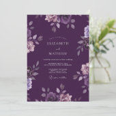 Invitation Mariage au Ranunculus Eucalyptus Violet Profond (Debout devant)