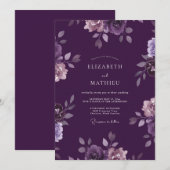 Invitation Mariage au Ranunculus Eucalyptus Violet Profond (Devant / Derrière)