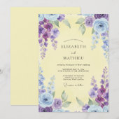 Invitation Mariage au Ranunculus Eucalyptus Violette Citron (Devant / Derrière)