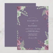 Invitation Mariage au Ranunculus Feuillu Améthyste (Devant / Derrière)