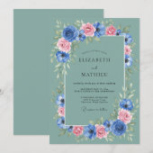 Invitation Mariage au Ranunculus Fleur d'Été Eucalyptus (Devant / Derrière)