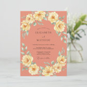 Invitation Mariage au Ranunculus Jaune Corail et Eucalyptus A (Debout devant)