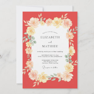 Invitation Mariage au Ranunculus Jaune Corail et Eucalyptus P