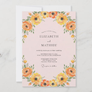 Invitation Mariage au Ranunculus Jaune Rosé et Eucalyptus