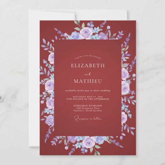 Invitation Mariage au Ranunculus Lavande et Eucalyptus bordea (Devant)