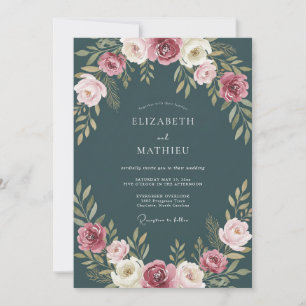 Invitation Mariage au Ranunculus Mauve Eucalyptus sur Fond Ar
