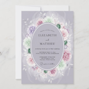 Invitation Mariage au Ranunculus Pervenche Ardoise Eucalyptus