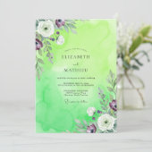 Invitation Mariage au Ranunculus Pourpre Chaux et Eucalyptus (Debout devant)