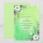 Invitation Mariage au Ranunculus Pourpre Chaux et Eucalyptus (Devant / Derrière)