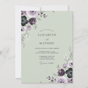 Invitation Mariage au Ranunculus Prune Sauge et Eucalyptus