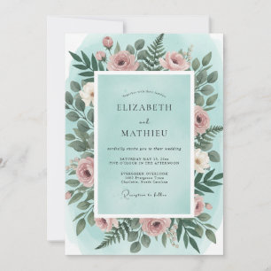 Invitation Mariage au Ranunculus Rouge Genciana Eucalyptus