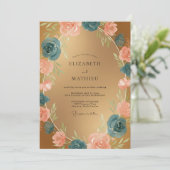 Invitation Mariage au Ranunculus sarcelle doré et Eucalyptus (Debout devant)