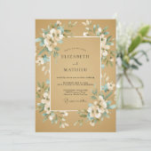 Invitation Mariage au Ranunculus sarcelle et Eucalyptus doré (Debout devant)
