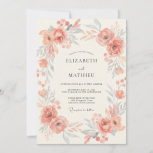 Invitation Mariage au Ranunculus Terre Cuite et Eucalyptus