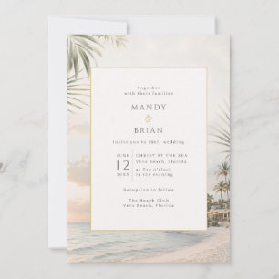 Invitation Mariage au Resort de Plage Élégant