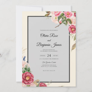 Invitation Mariage au Rosier Magenta