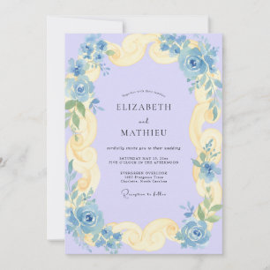 Invitation Mariage au rouleau de crème de lilas eucalyptus