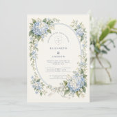 Invitation Mariage au Ruban d'Hydrangea Bleu (Debout devant)