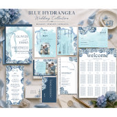 Invitation Mariage au Ruban d'Hydrangea Bleu Élégant