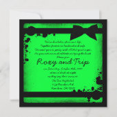 Invitation Mariage au ruban noir vert néon vert grunge invite (Devant)