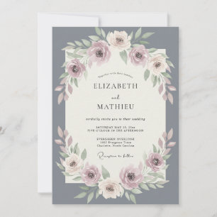 Invitation Mariage au slate lavande et eucalyptus