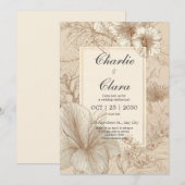 Invitation Mariage au style de dessin en ligne de fleurs d'Hi (Devant / Derrière)