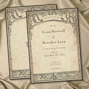 Invitation Mariage au style gothique médiéval avec arche sur