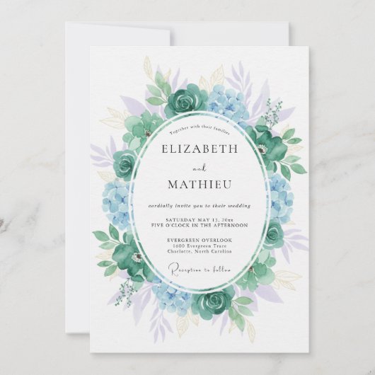 Invitation Mariage au succulent d'eucalyptus améthyste sarcel (Devant)
