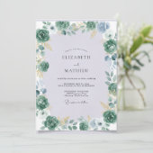 Invitation Mariage au succulent d'eucalyptus doré céleste (Debout devant)