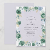 Invitation Mariage au succulent d'eucalyptus doré céleste (Devant / Derrière)