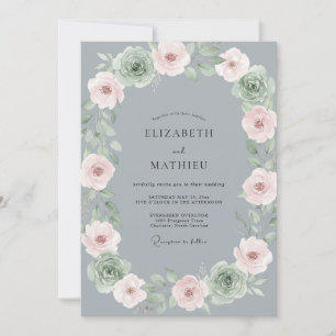 Invitation Mariage au succulent d'eucalyptus rose tendre gris