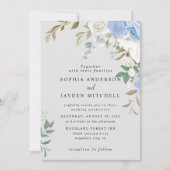 Invitation Mariage au succulent et eucalyptus bleu poussiéreu (Devant)