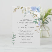Invitation Mariage au succulent et eucalyptus bleu poussiéreu (Debout devant)