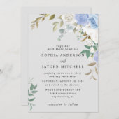 Invitation Mariage au succulent et eucalyptus bleu poussiéreu (Devant / Derrière)