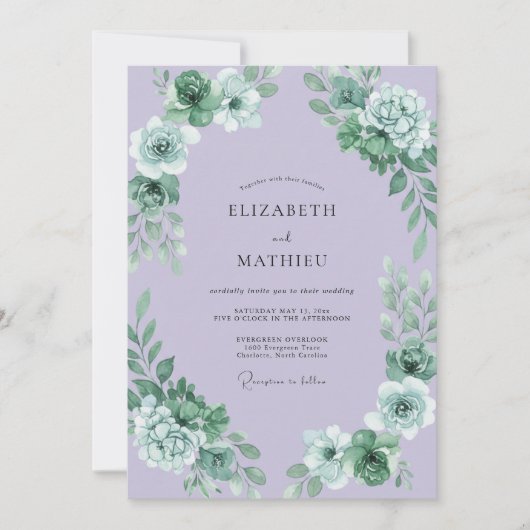 Invitation Mariage au Succulent Eucalyptus Lilas (Devant)